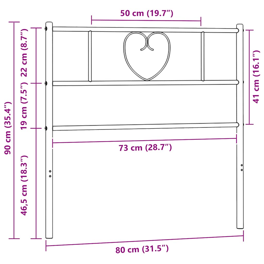 udskiftningsgavl 75 cm metal sort