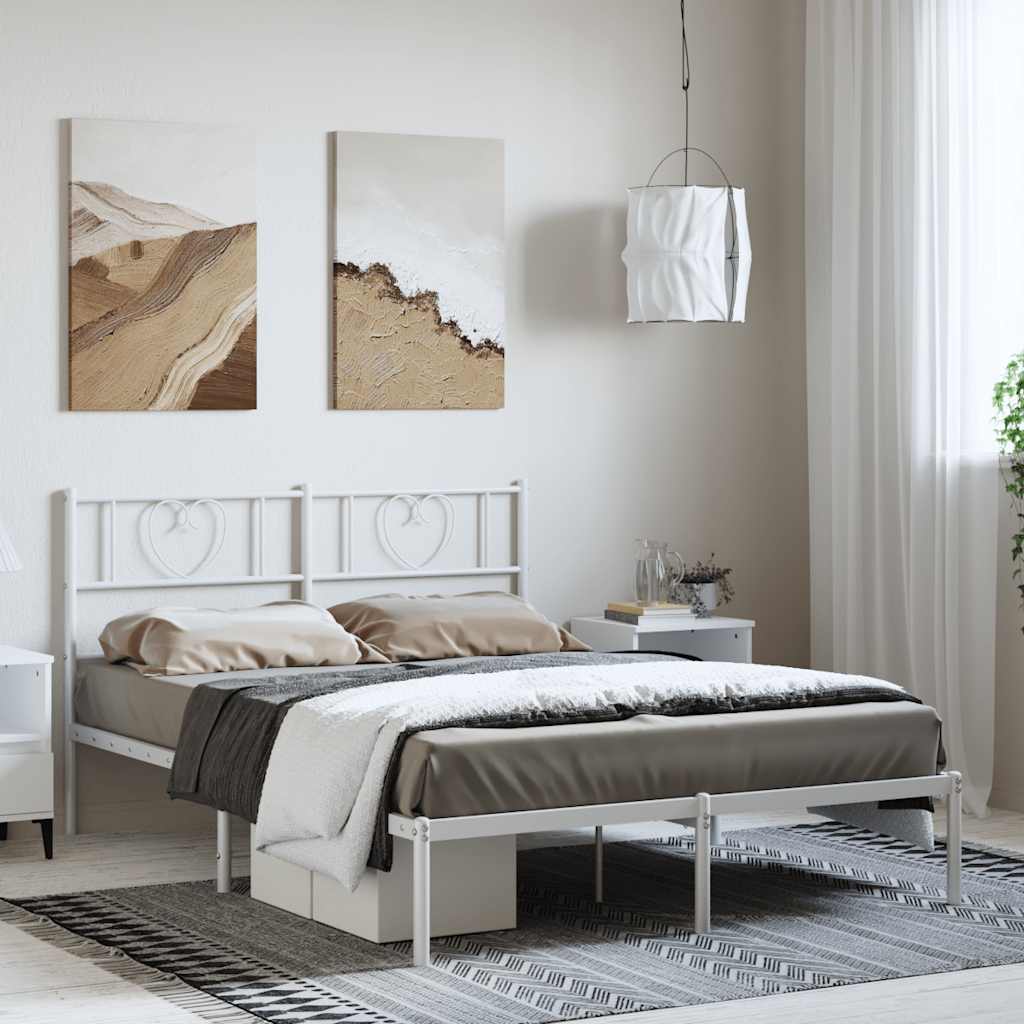 sengeramme med sengegavl 135x190 cm metal hvid