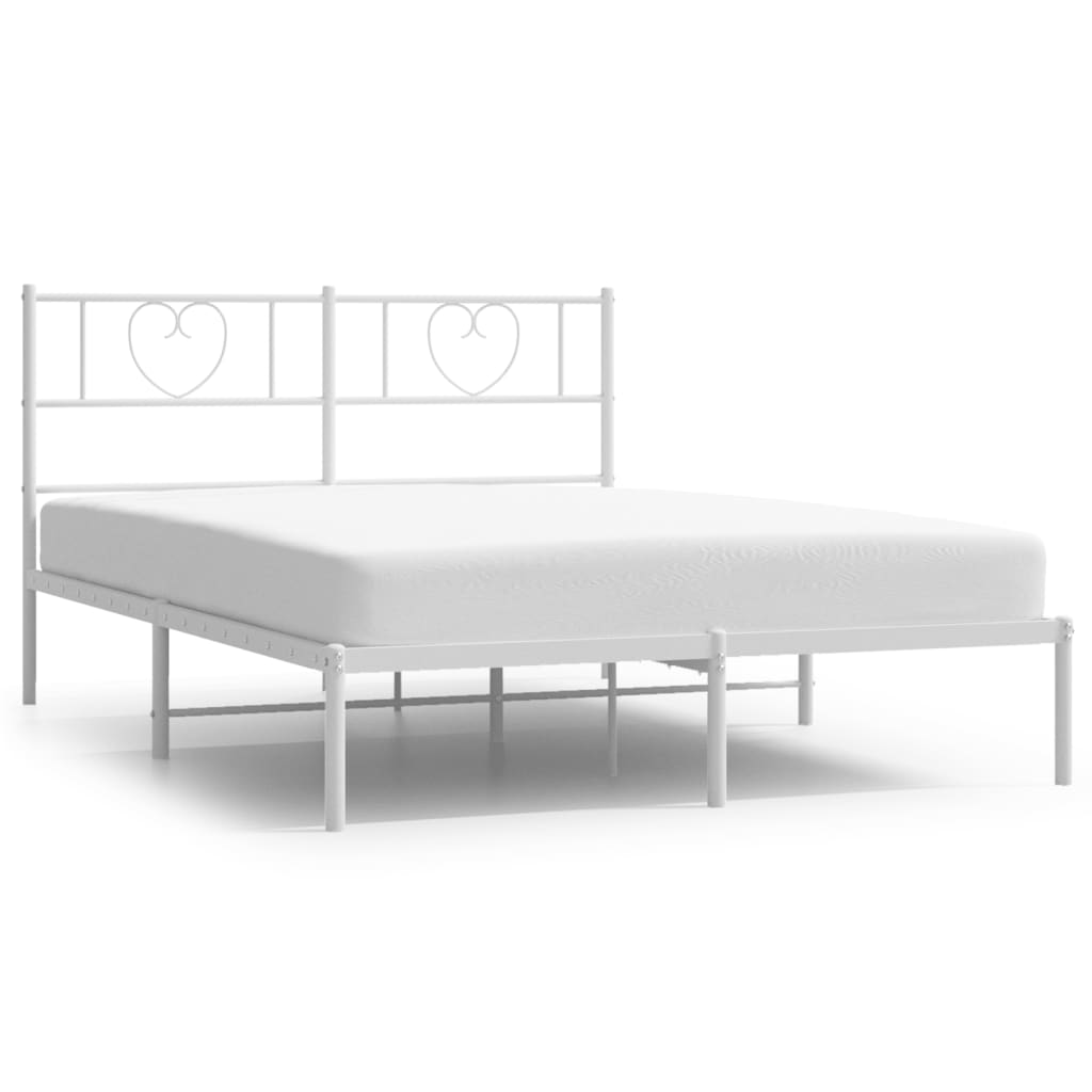 sengeramme med sengegavl 160x200 cm metal hvid