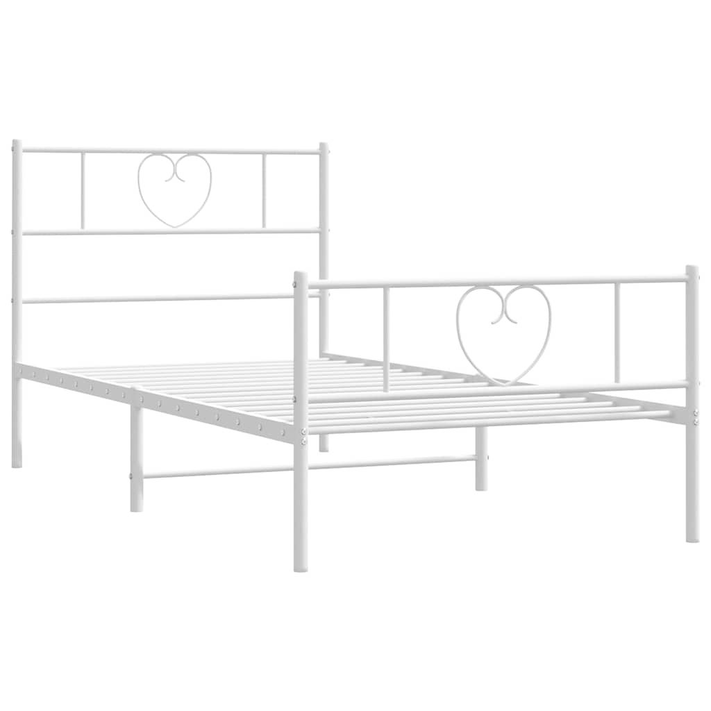 sengeramme med sengegavl og fodgærde 100x190 cm metal hvid