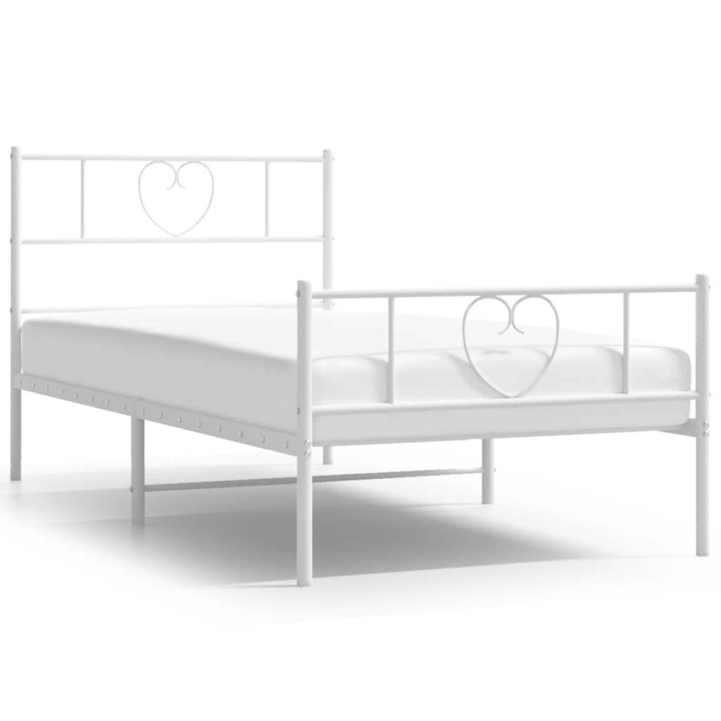 sengeramme med sengegavl og fodgærde 100x200 cm metal hvid