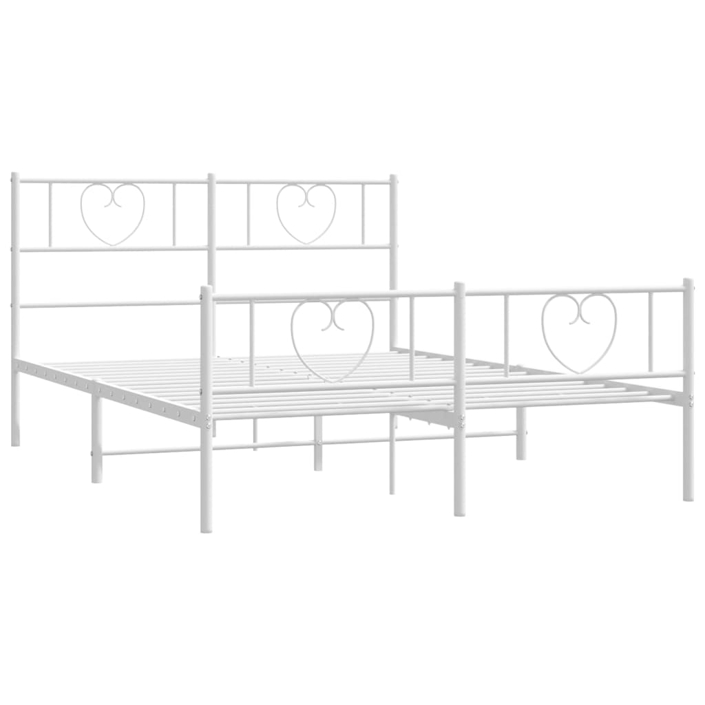 sengeramme med sengegavl og fodgærde 120x190 cm metal hvid