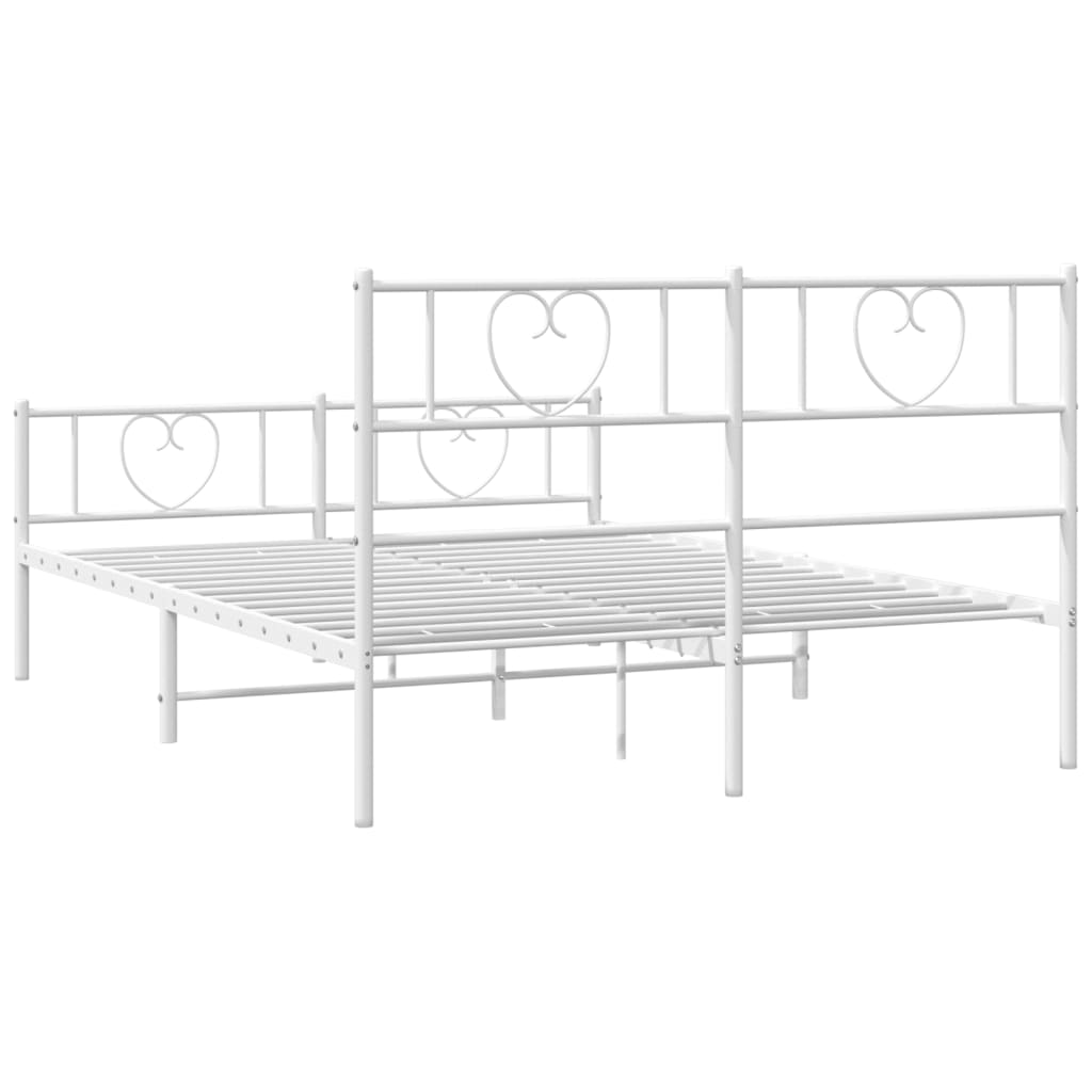sengeramme med sengegavl og fodgærde 120x190 cm metal hvid