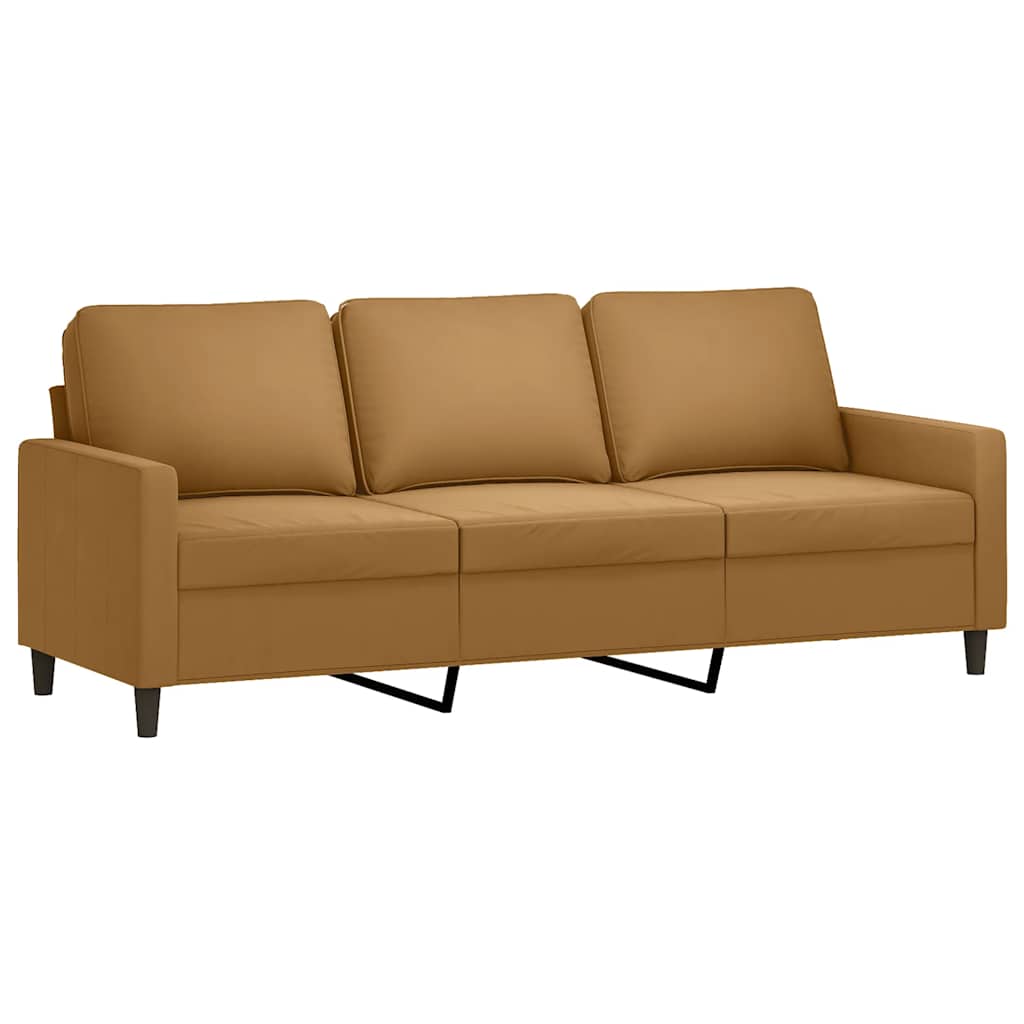 sofasæt 3 dele med hynder velour brun