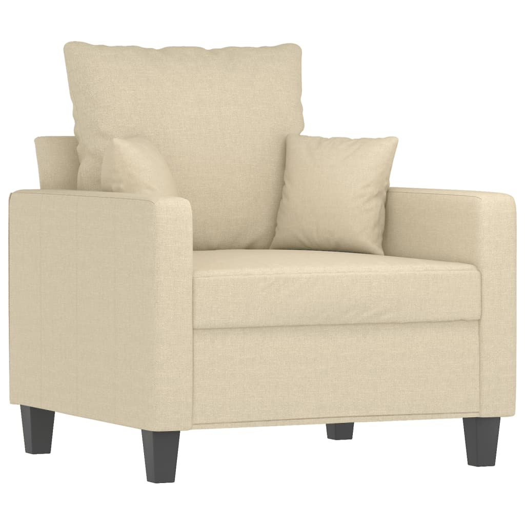 sofasæt 4 dele med puder stof cremefarvet