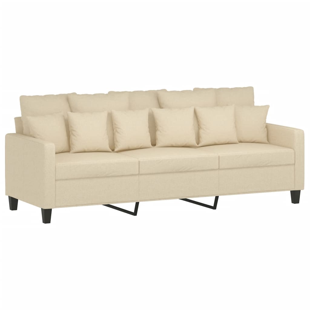 sofasæt 4 dele med puder stof cremefarvet