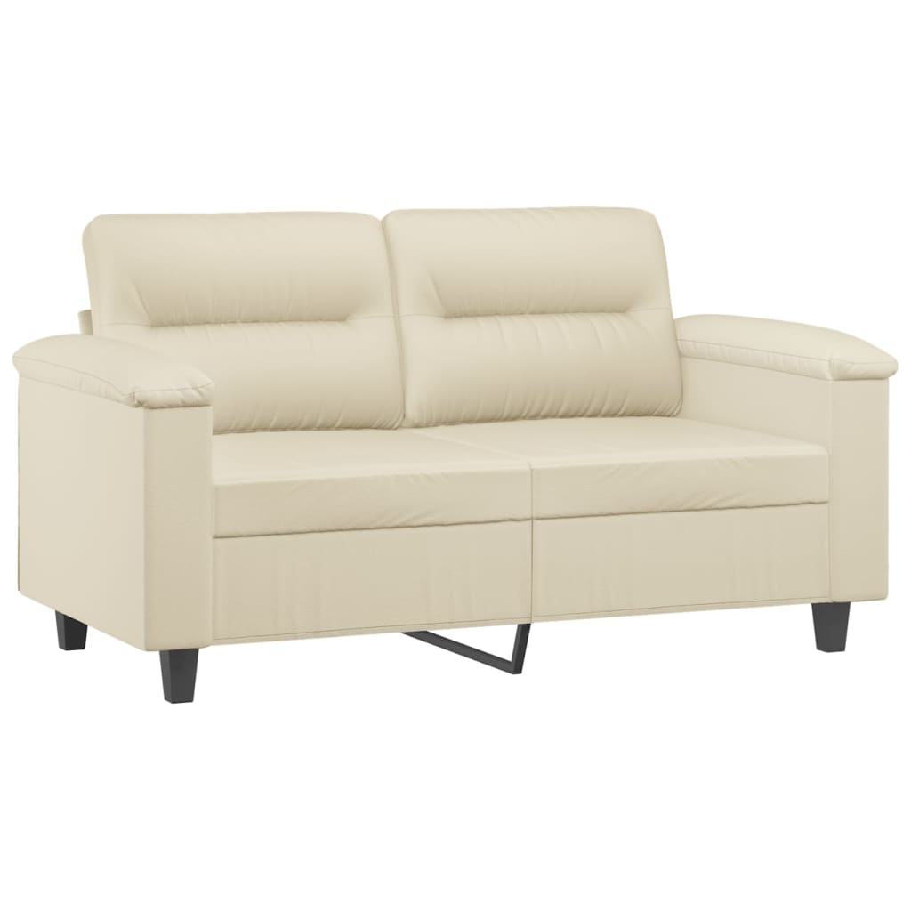 sofasæt 2 dele med puder kunstlæder cremefarvet