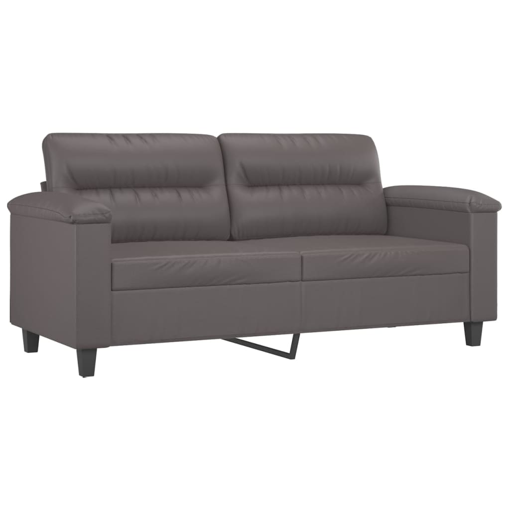 sofasæt 2 dele med puder kunstlæder grå