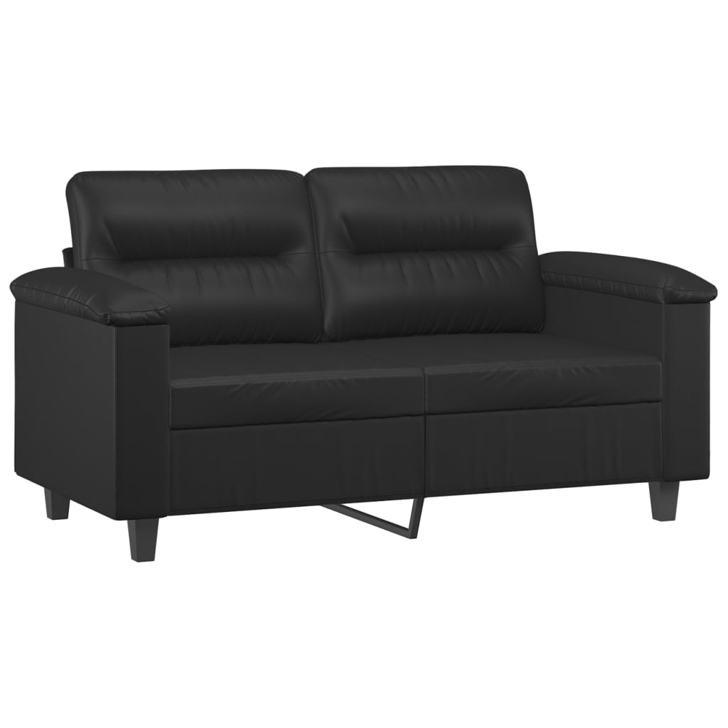 sofasæt 3 dele med puder kunstlæder sort