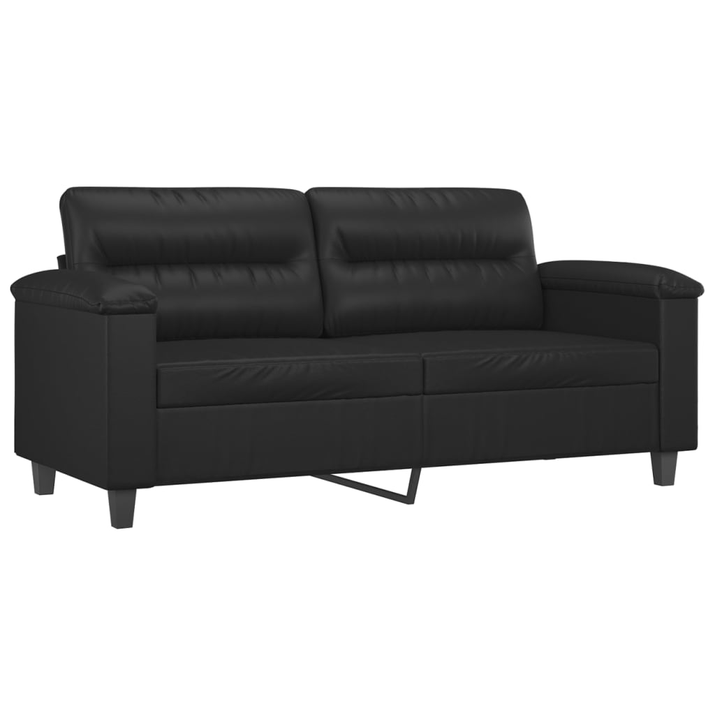sofasæt 3 dele med puder kunstlæder sort