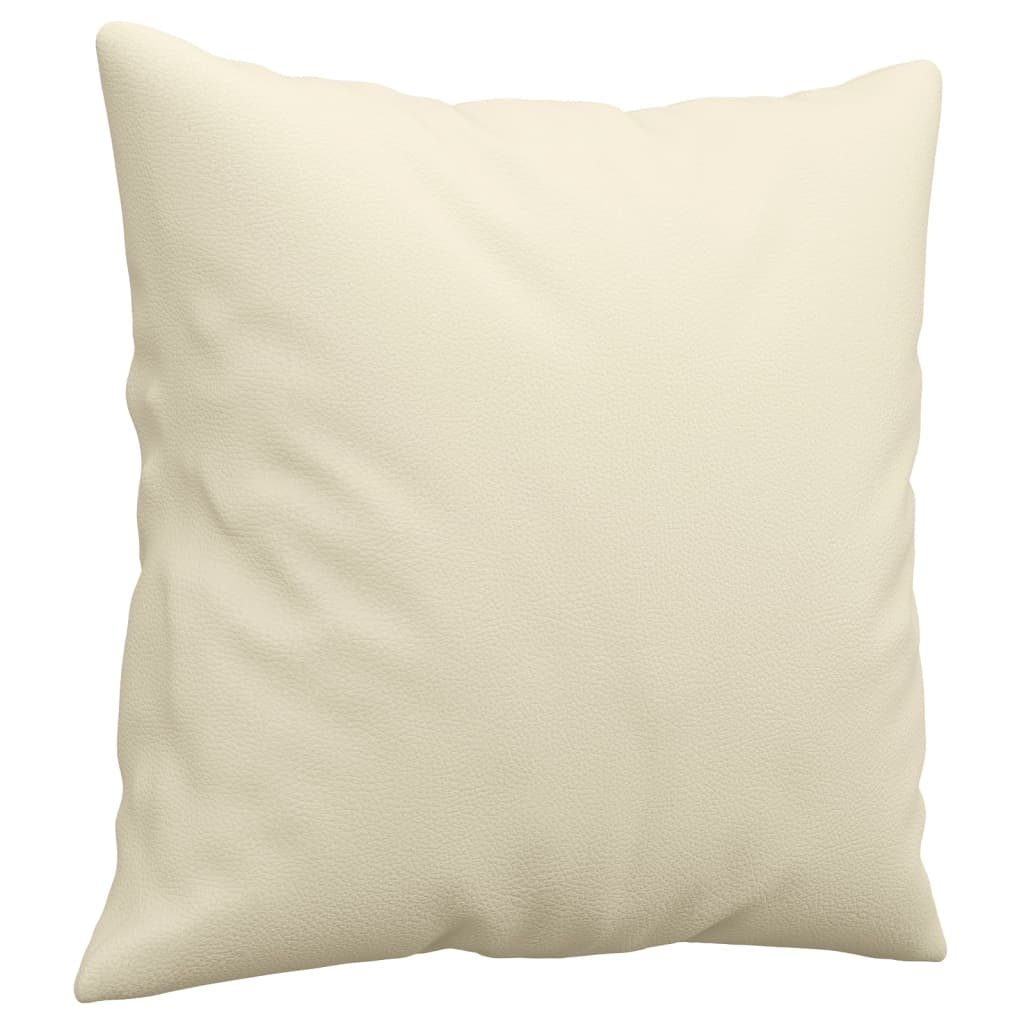 sofasæt 3 dele med puder kunstlæder cremefarvet
