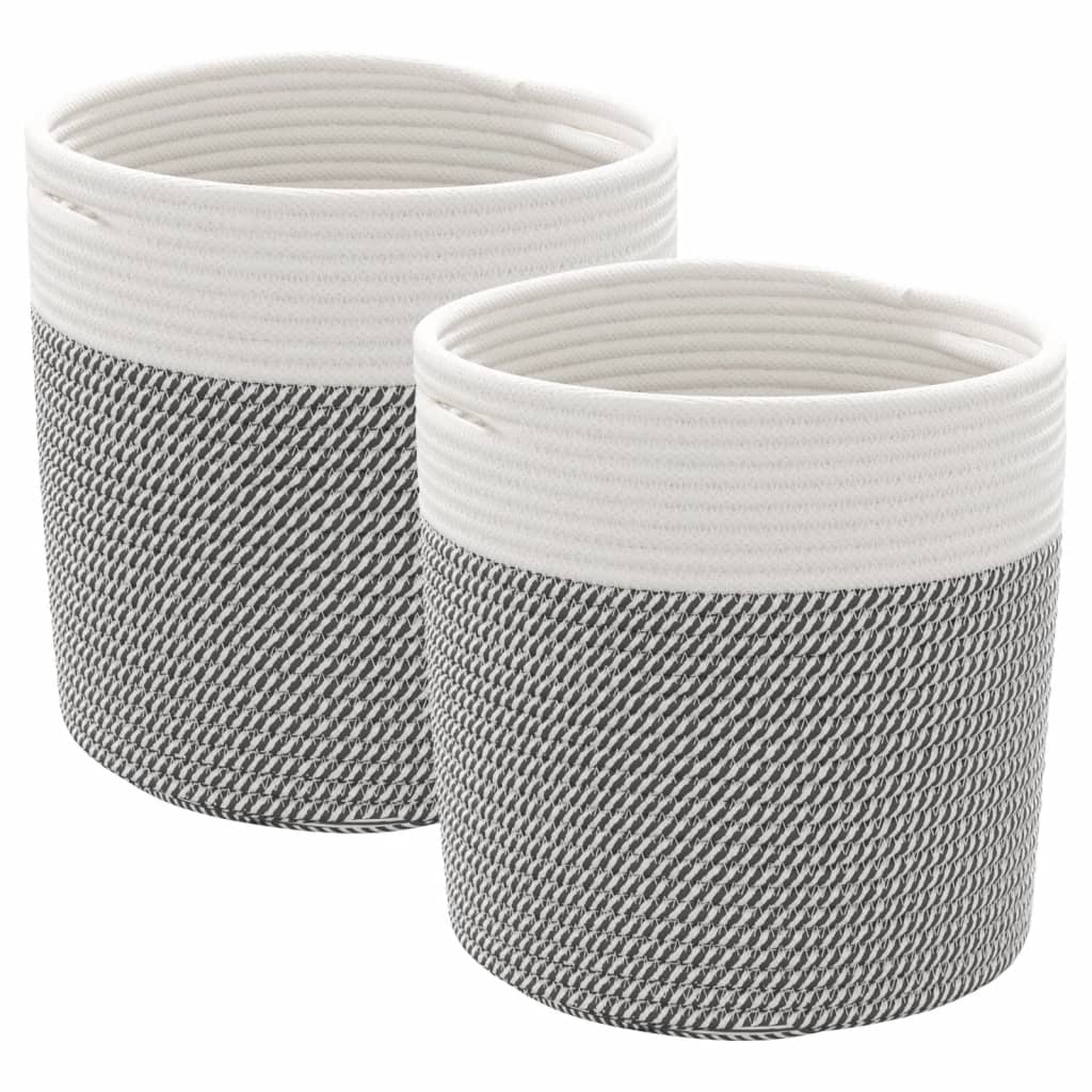 opbevaringskurve 2 stk. Ø28x28 cm bomuld grå og hvid