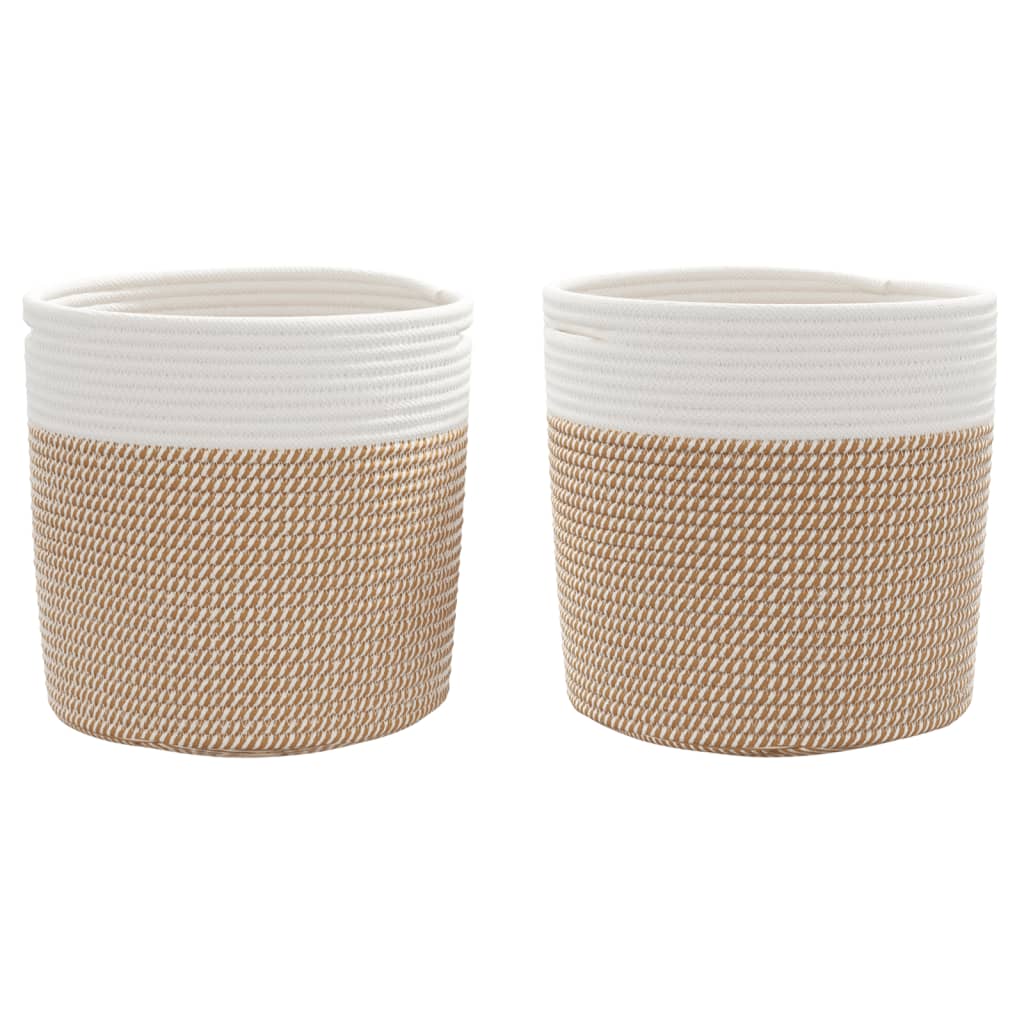 opbevaringskurve 2 stk. Ø28x28 cm bomuld brun og hvid