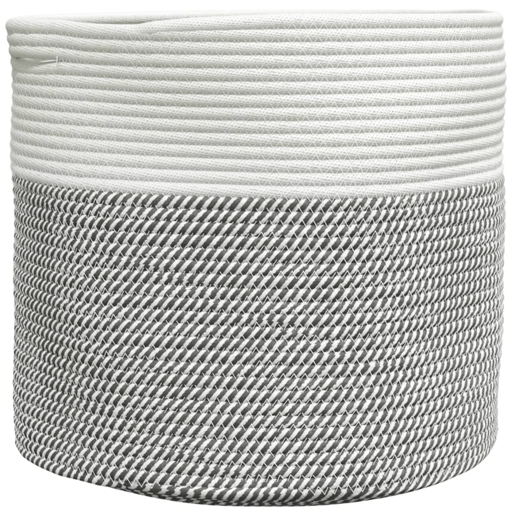 opbevaringskurv Ø40x35 cm bomuld grå og hvid
