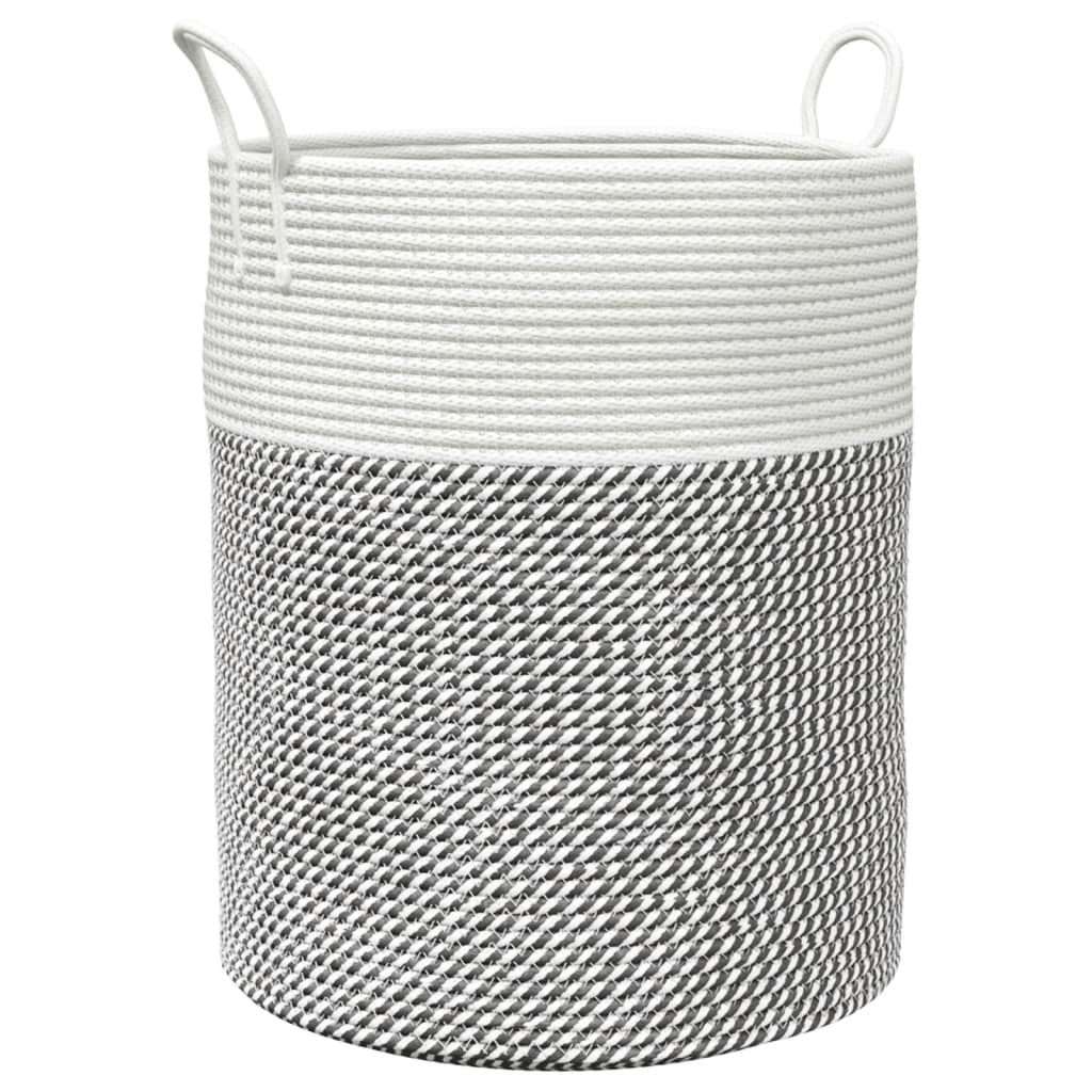 opbevaringskurv Ø38x46 cm bomuld grå og hvid