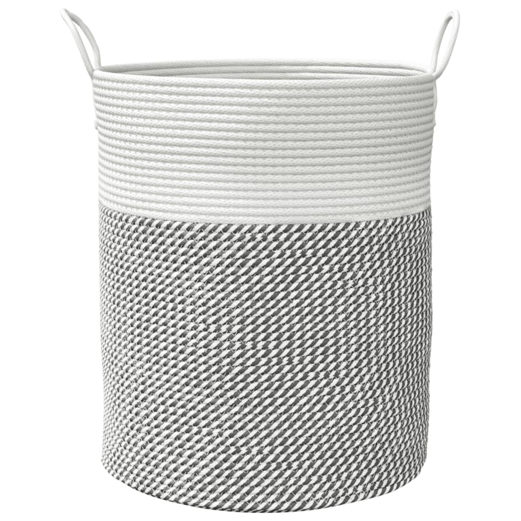 opbevaringskurv Ø38x46 cm bomuld grå og hvid