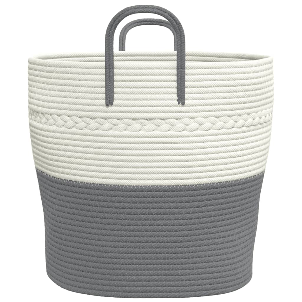 opbevaringskurv Ø43x38 cm bomuld grå og hvid