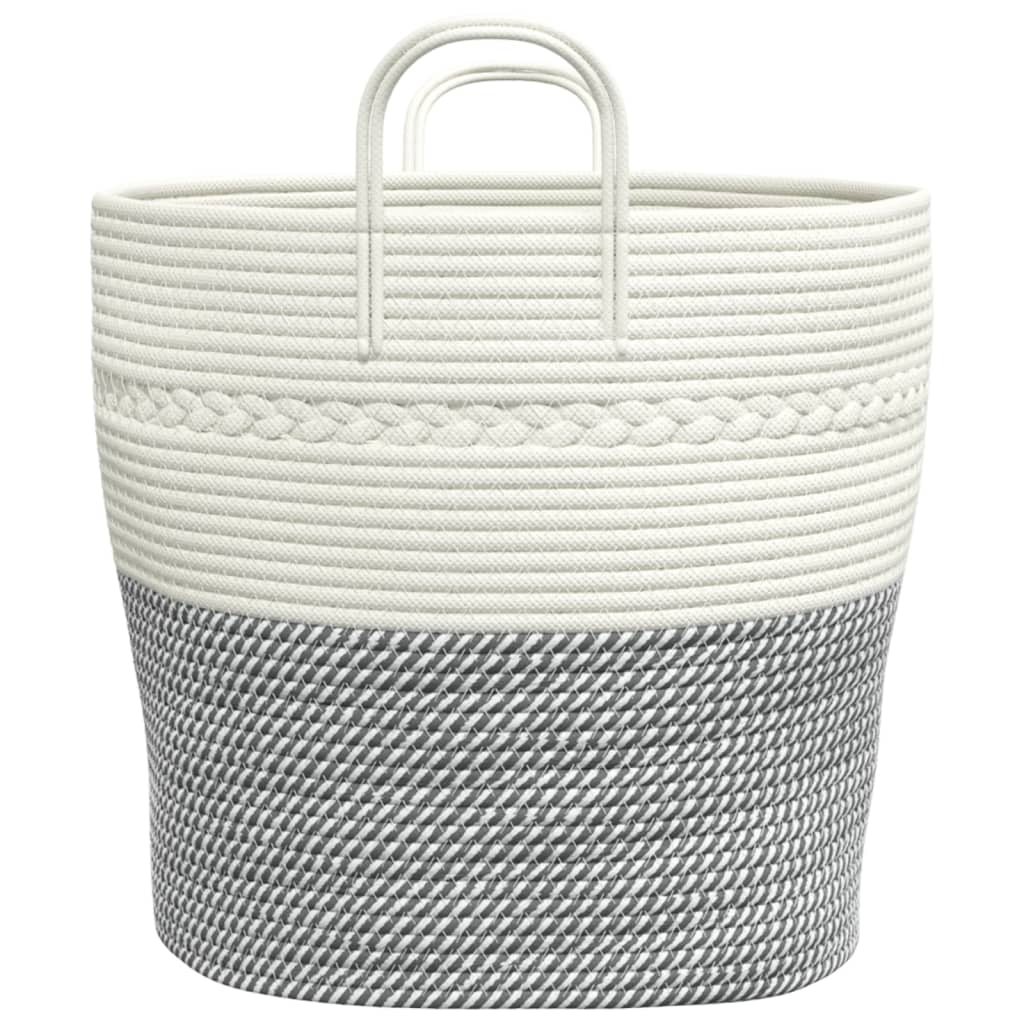 opbevaringskurv Ø43x38 cm bomuld grå og hvid