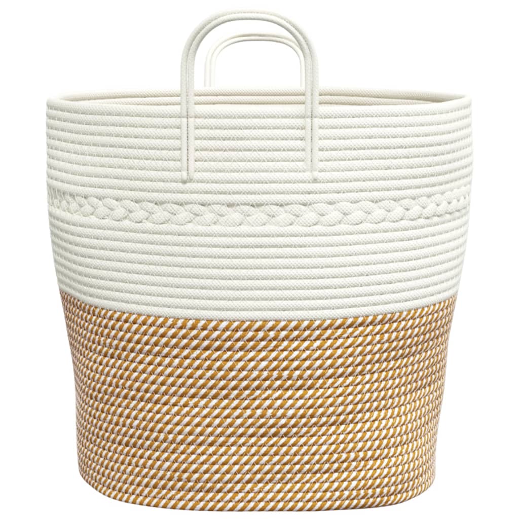 opbevaringskurv Ø43x38 cm bomuld brun og hvid