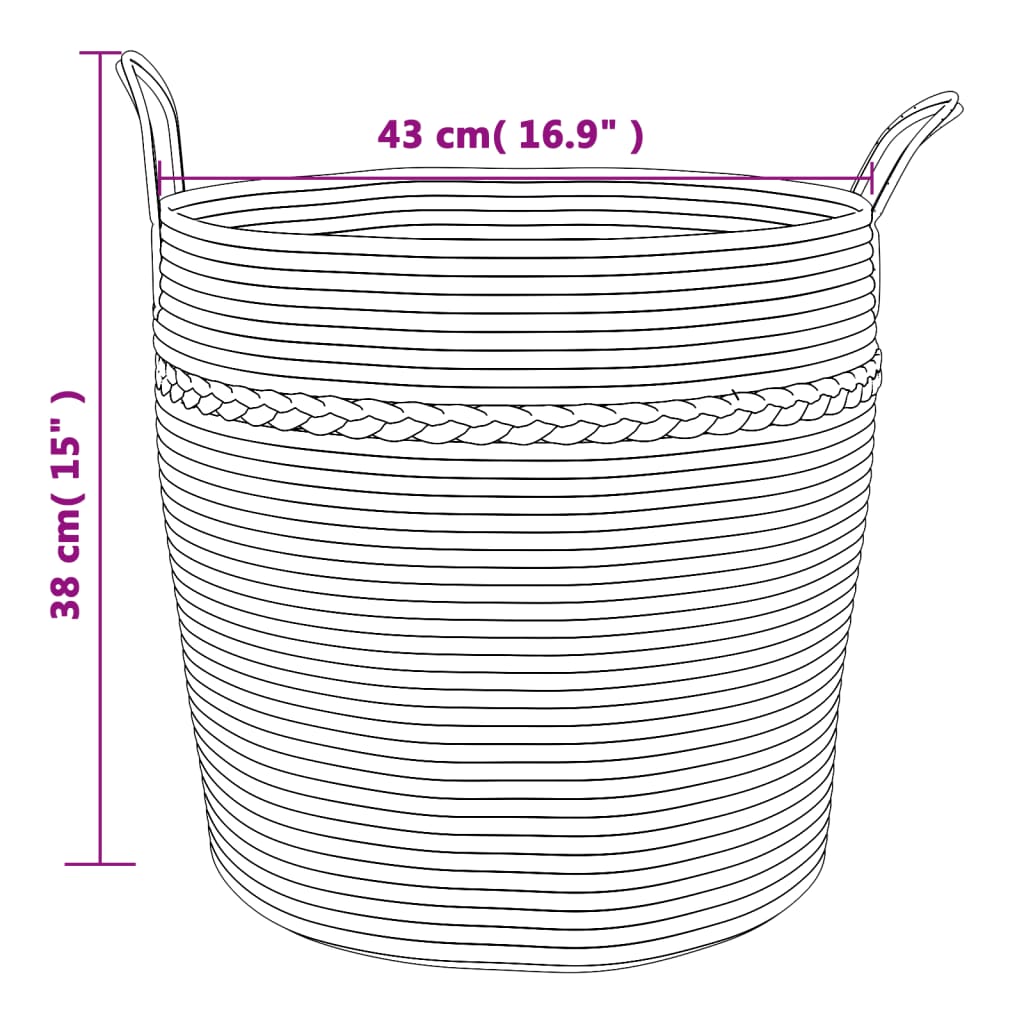 opbevaringskurv Ø43x38 cm bomuld brun og hvid