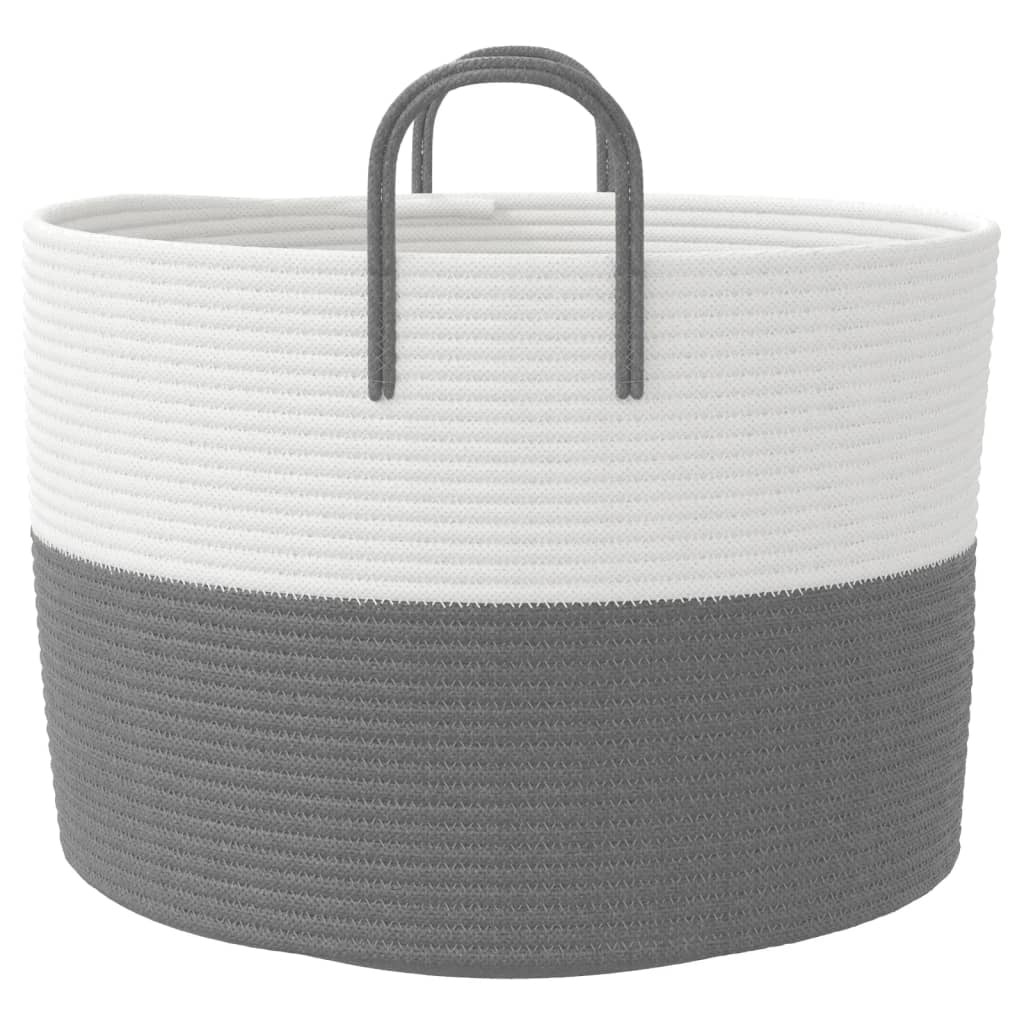 opbevaringskurv Ø51x33 cm bomuld grå og hvid