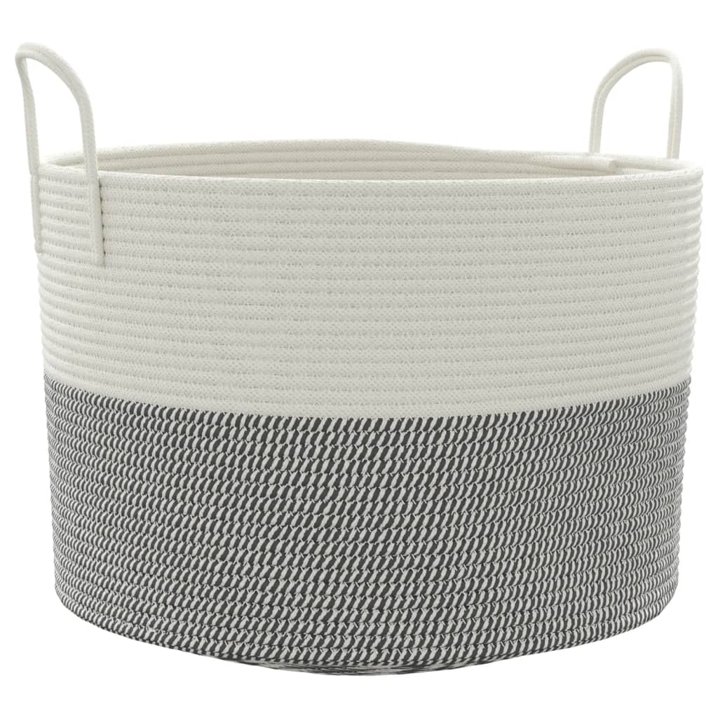opbevaringskurv Ø51x33 cm bomuld grå og hvid