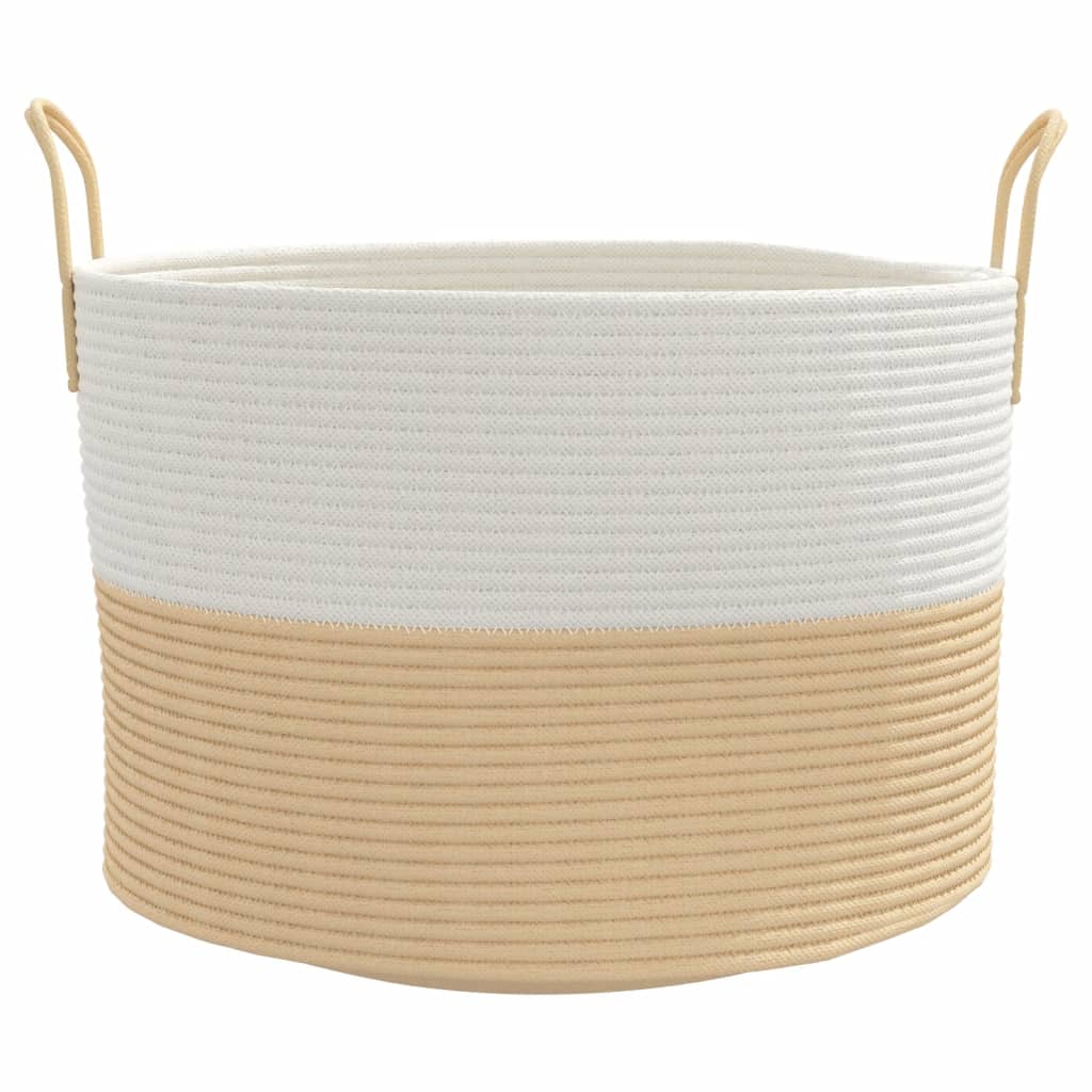 opbevaringskurv Ø51x33 cm bomuld beige og hvid