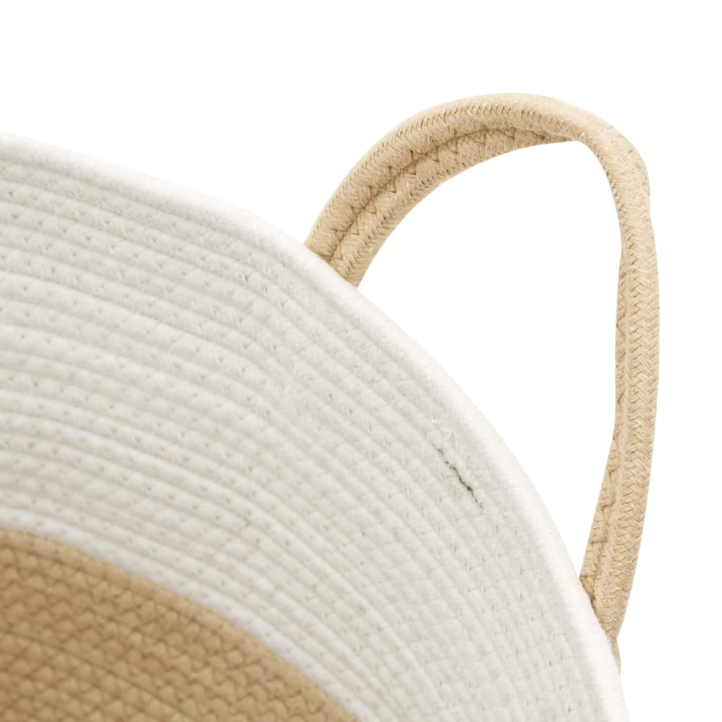 opbevaringskurv Ø51x33 cm bomuld beige og hvid