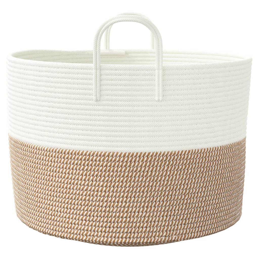 opbevaringskurv Ø51x33 cm bomuld brun og hvid