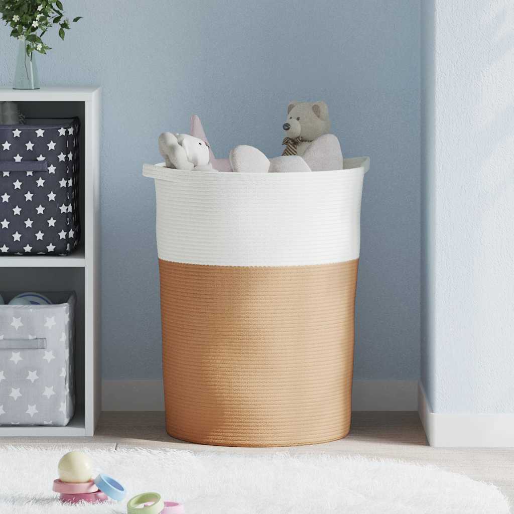 opbevaringskurv Ø49x65 cm bomuld brun og hvid
