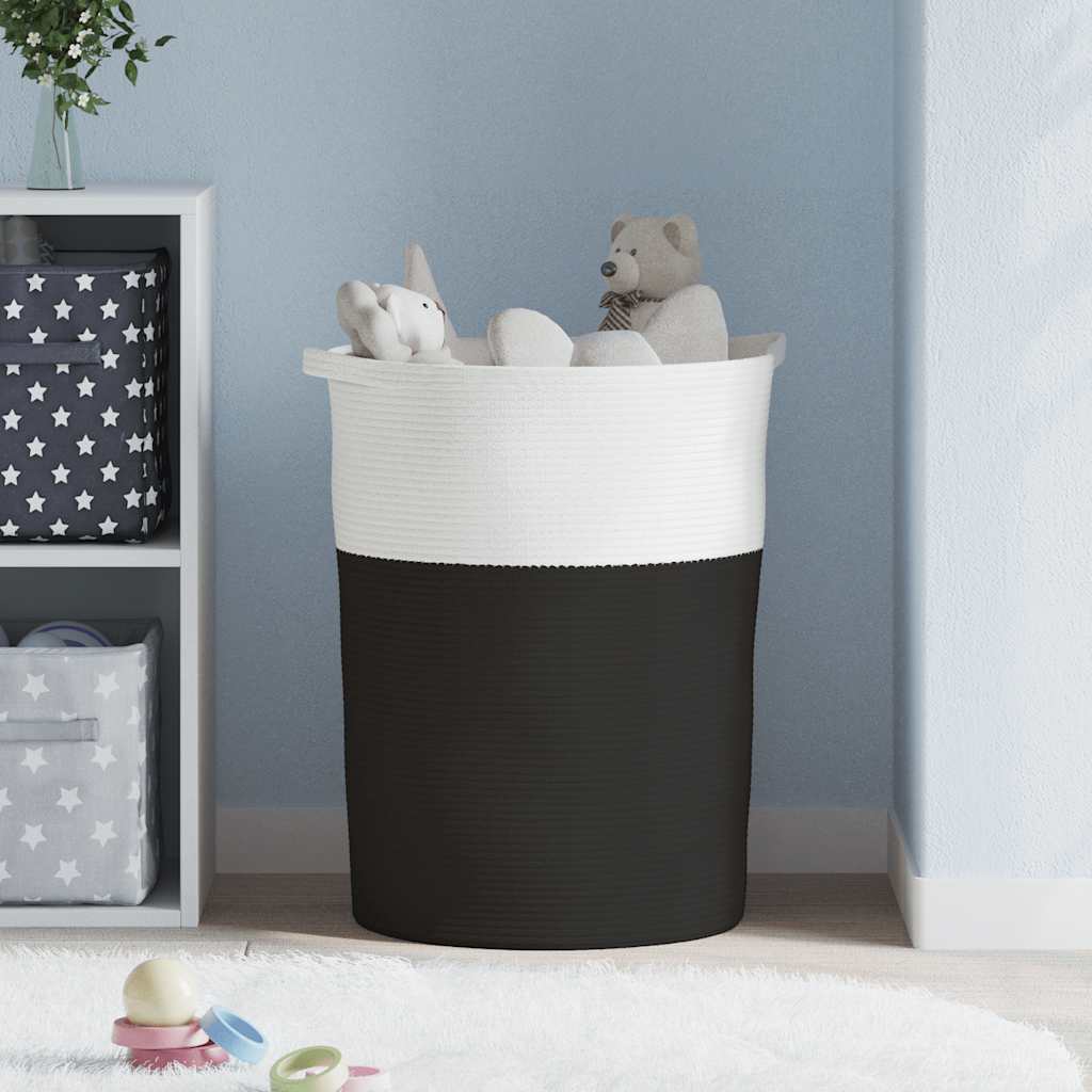 opbevaringskurv Ø49x65 cm bomuld sort og hvid