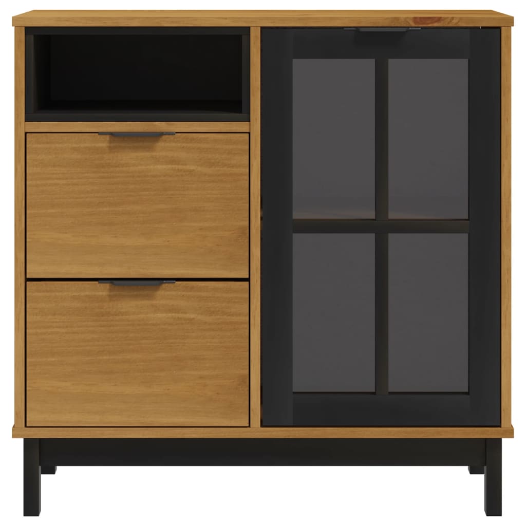 skænk med glaslåge FLAM 80x40x80 cm massivt fyrretræ