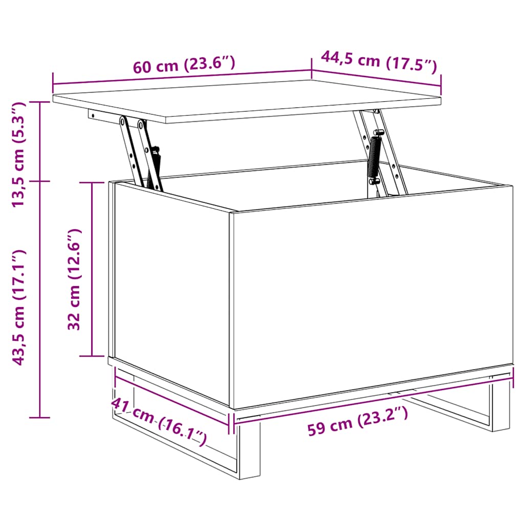 sofabord 60x44,5x45 cm konstrueret træ hvid