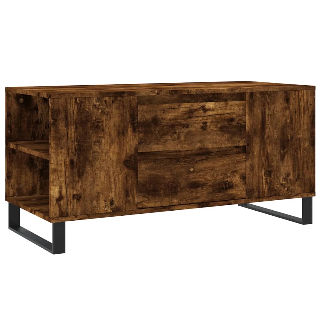 sofabord 102x44,5x50 cm konstrueret træ røget egetræsfarve