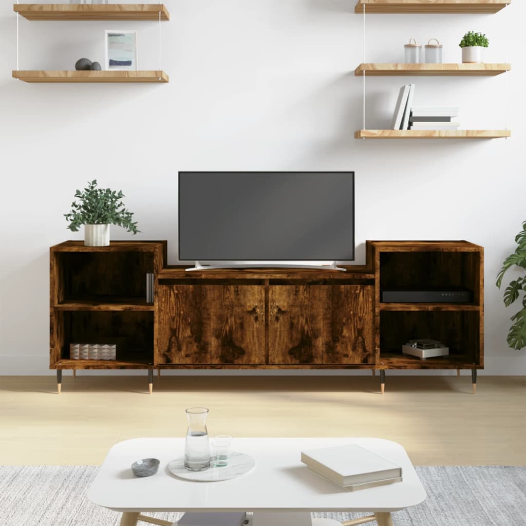 tv-bord 160x35x55 cm konstrueret træ røget egetræsfarve