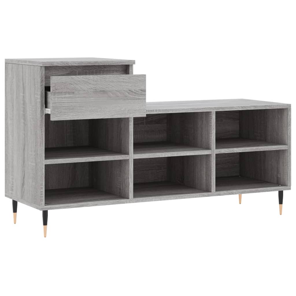 skoskab 102x36x60 cm konstrueret træ grå sonoma-eg