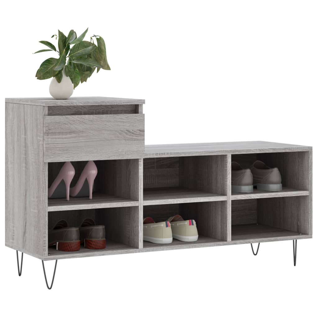 skoskab 102x36x60 cm konstrueret træ grå sonoma-eg