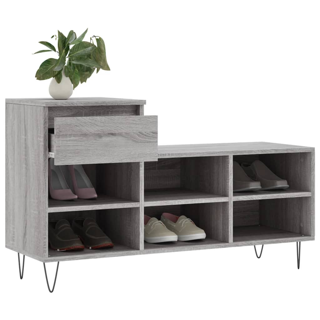 skoskab 102x36x60 cm konstrueret træ grå sonoma-eg