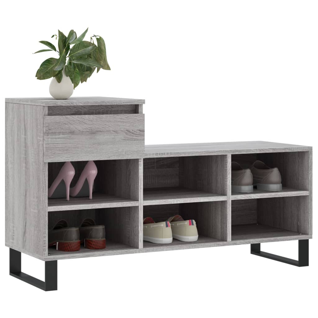 skoskab 102x36x60 cm konstrueret træ grå sonoma-eg