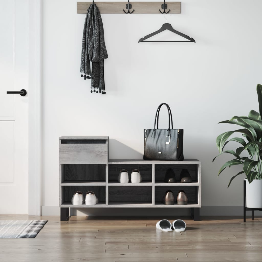 skoskab 102x36x60 cm konstrueret træ grå sonoma-eg