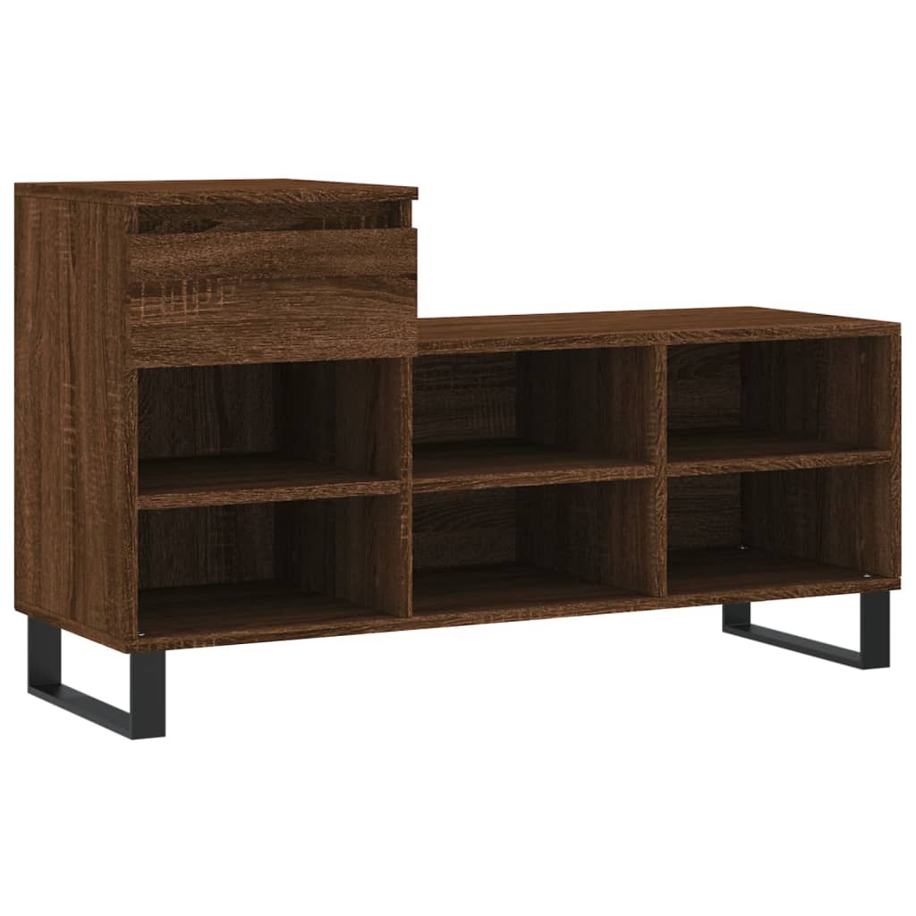 skoskab 102x36x60 cm konstrueret træ brun egetræ