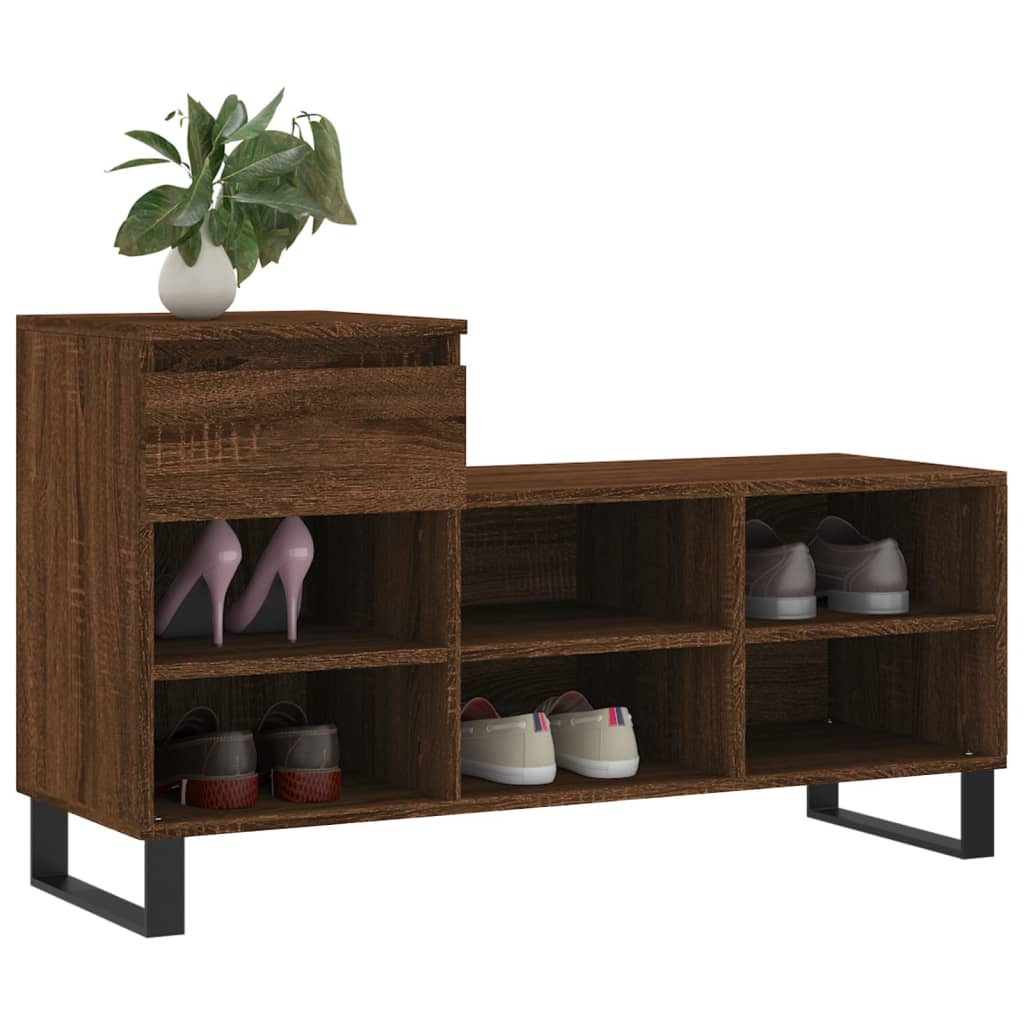 skoskab 102x36x60 cm konstrueret træ brun egetræ