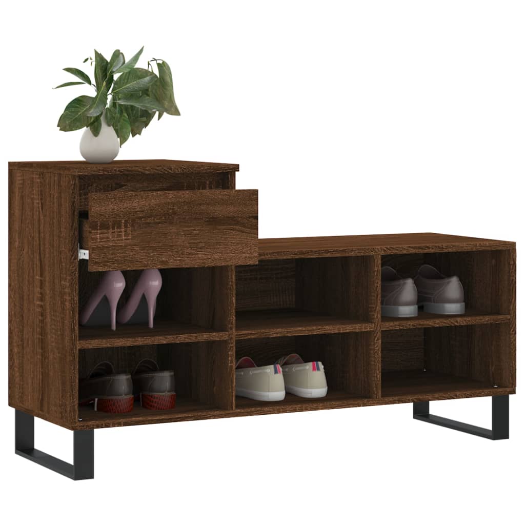 skoskab 102x36x60 cm konstrueret træ brun egetræ
