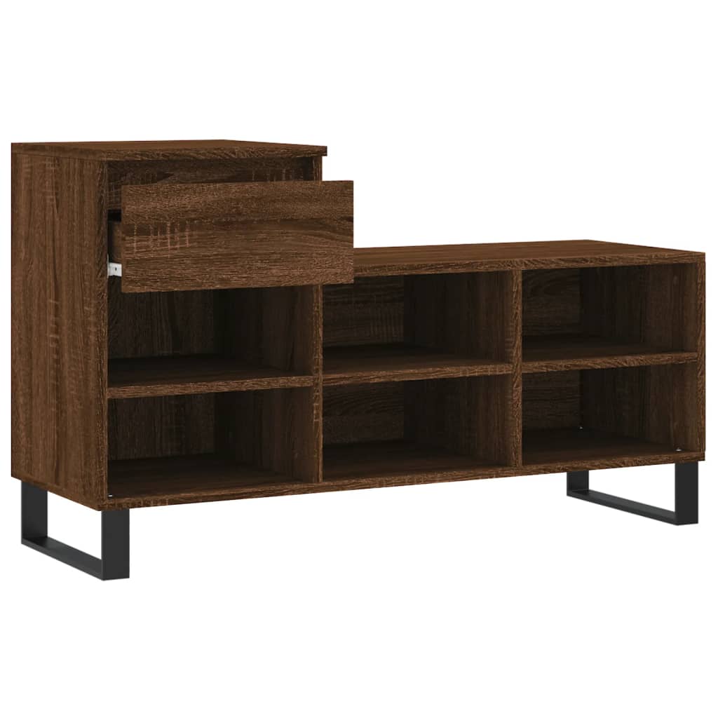 skoskab 102x36x60 cm konstrueret træ brun egetræ