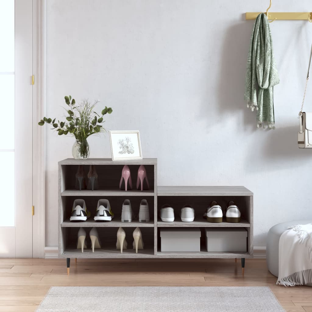skoskab 102x36x60 cm konstrueret træ grå sonoma-eg