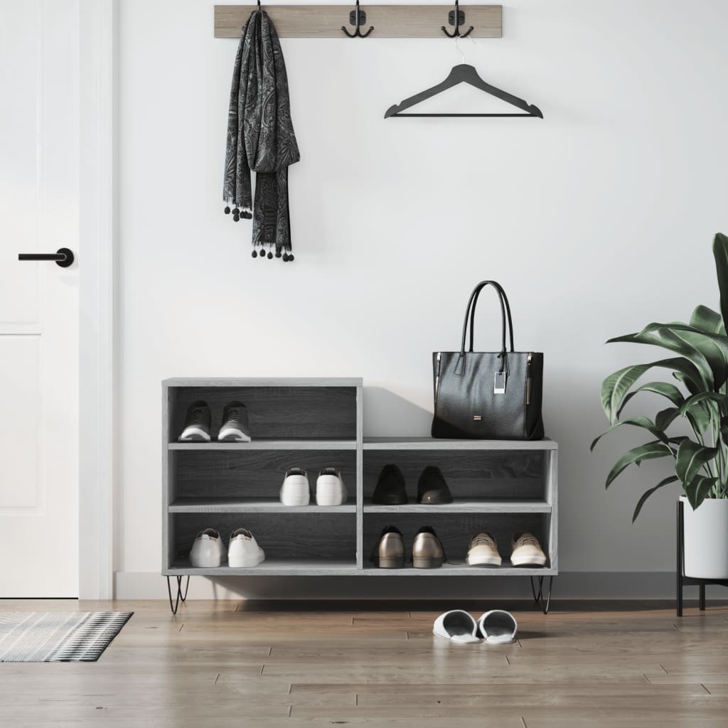 skoskab 102x36x60 cm konstrueret træ grå sonoma-eg