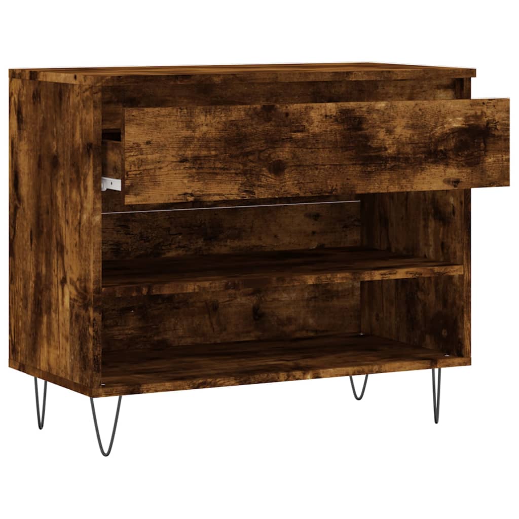 skoskab 70x36x60 cm konstrueret træ røget egetræsfarve