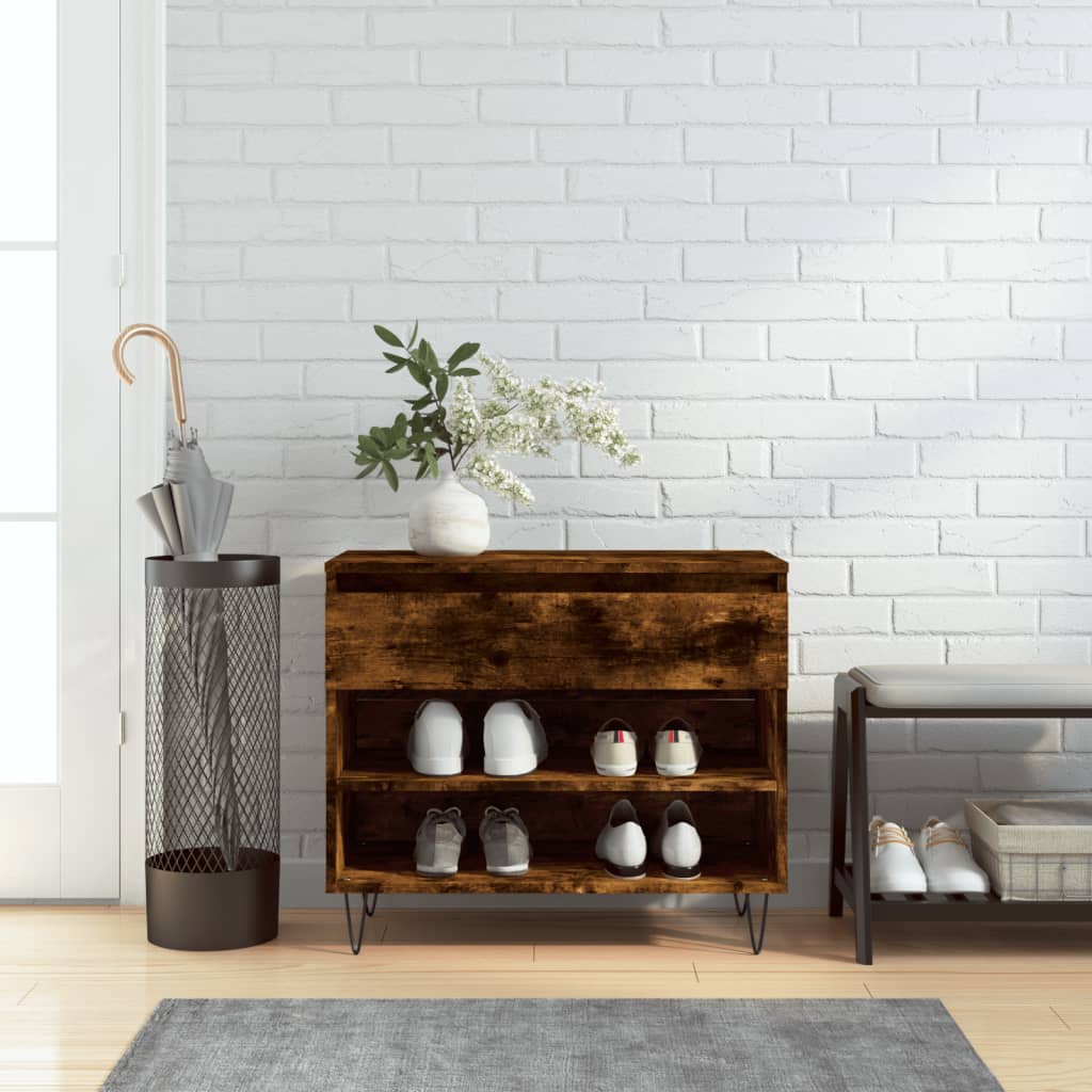 skoskab 70x36x60 cm konstrueret træ røget egetræsfarve