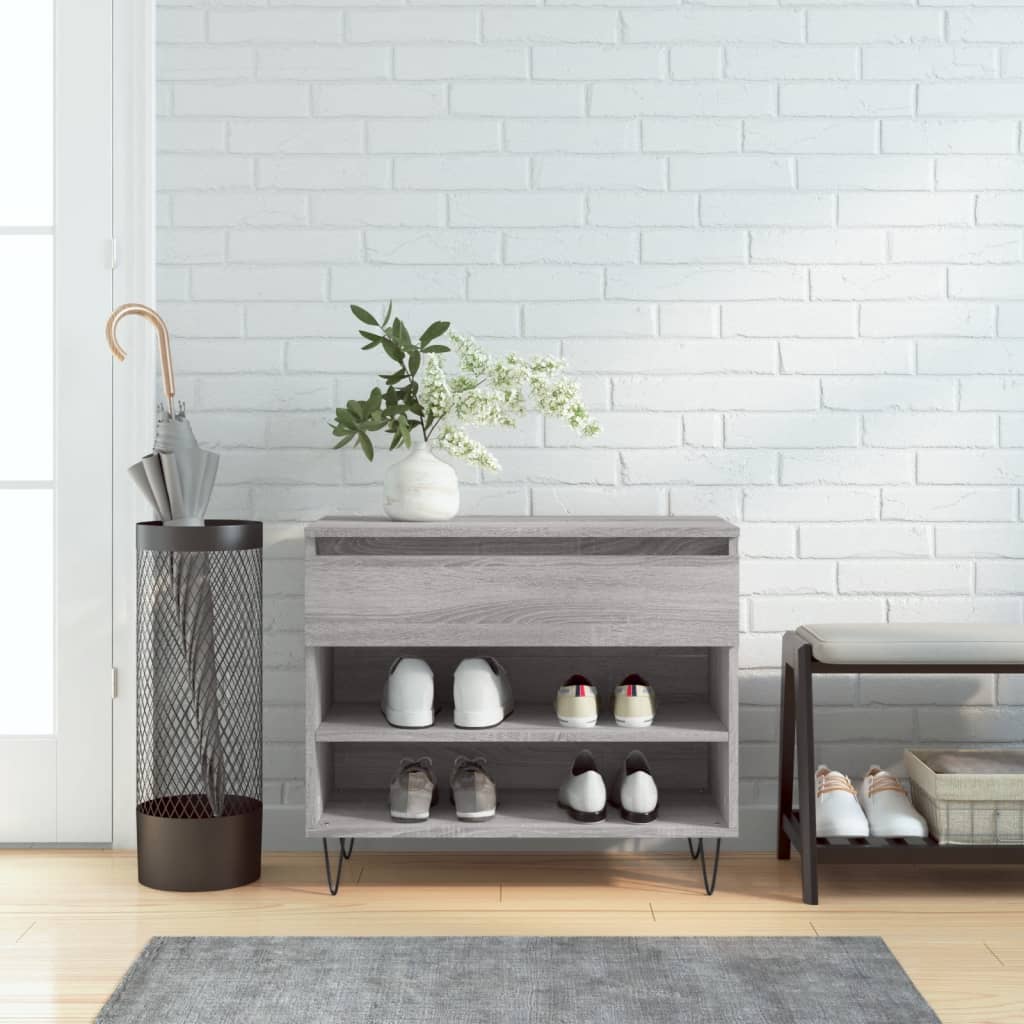 skoskab 102x36x60 cm konstrueret træ grå sonoma-eg