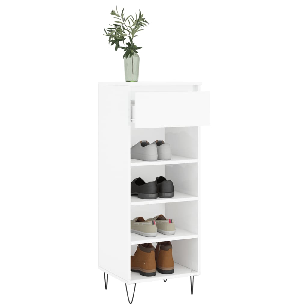 skoreol 40x36x105 cm konstrueret træ hvid højglans